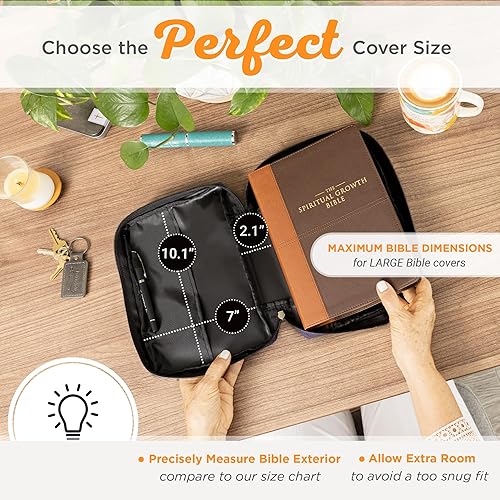 Miniatura 321 de Funda de lona para hombres y mujeres con cremallera para Biblia o libro con asa. Azul marino/Be Still