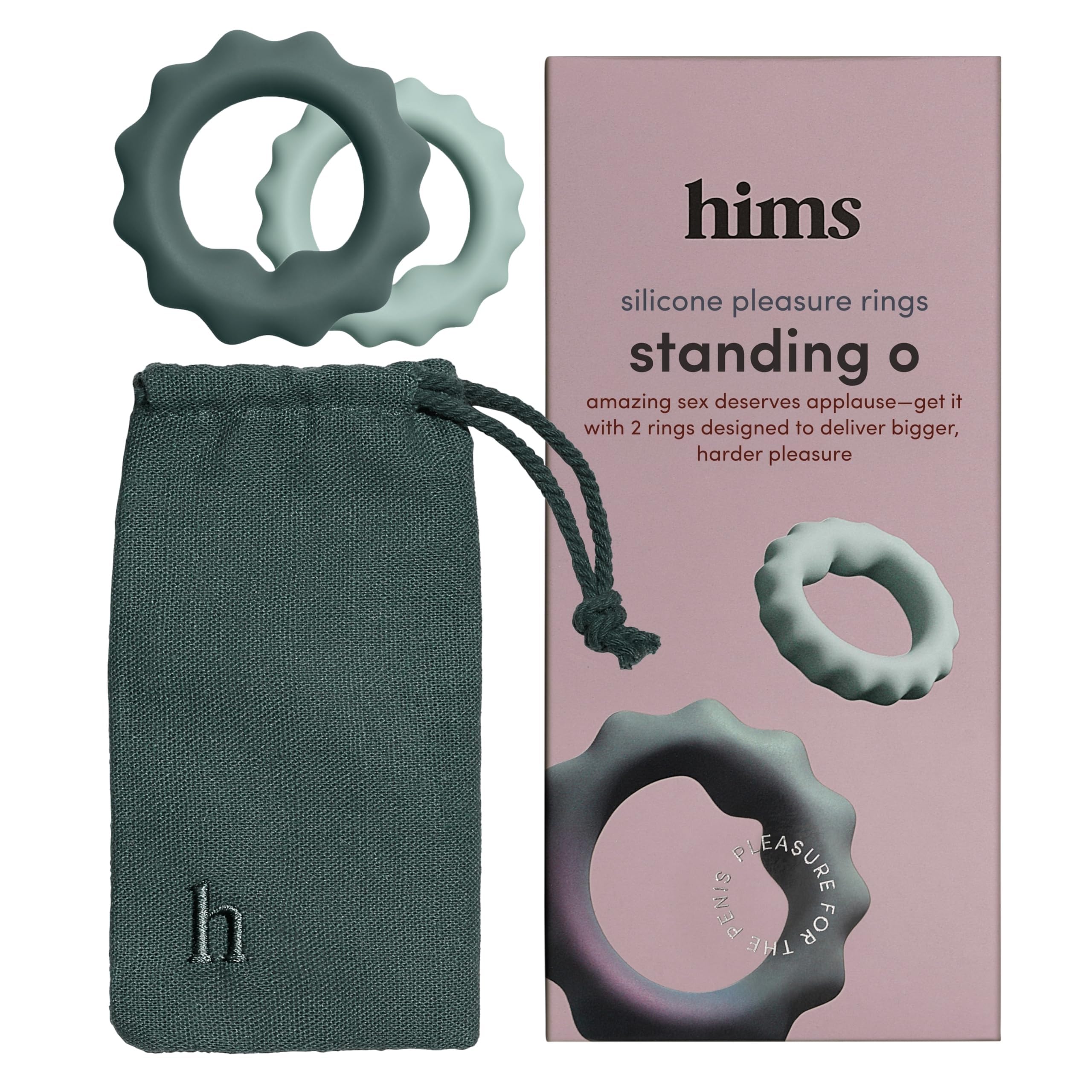 HIMS Standing O Penis Rings - for Bigger, Harder Pleasure - Skin-Safe Silicone Pleasure Rings - Stimulation for You & Your Partner - Mens Sex Toys for Stronger Erection - Penis Ring Set of 2