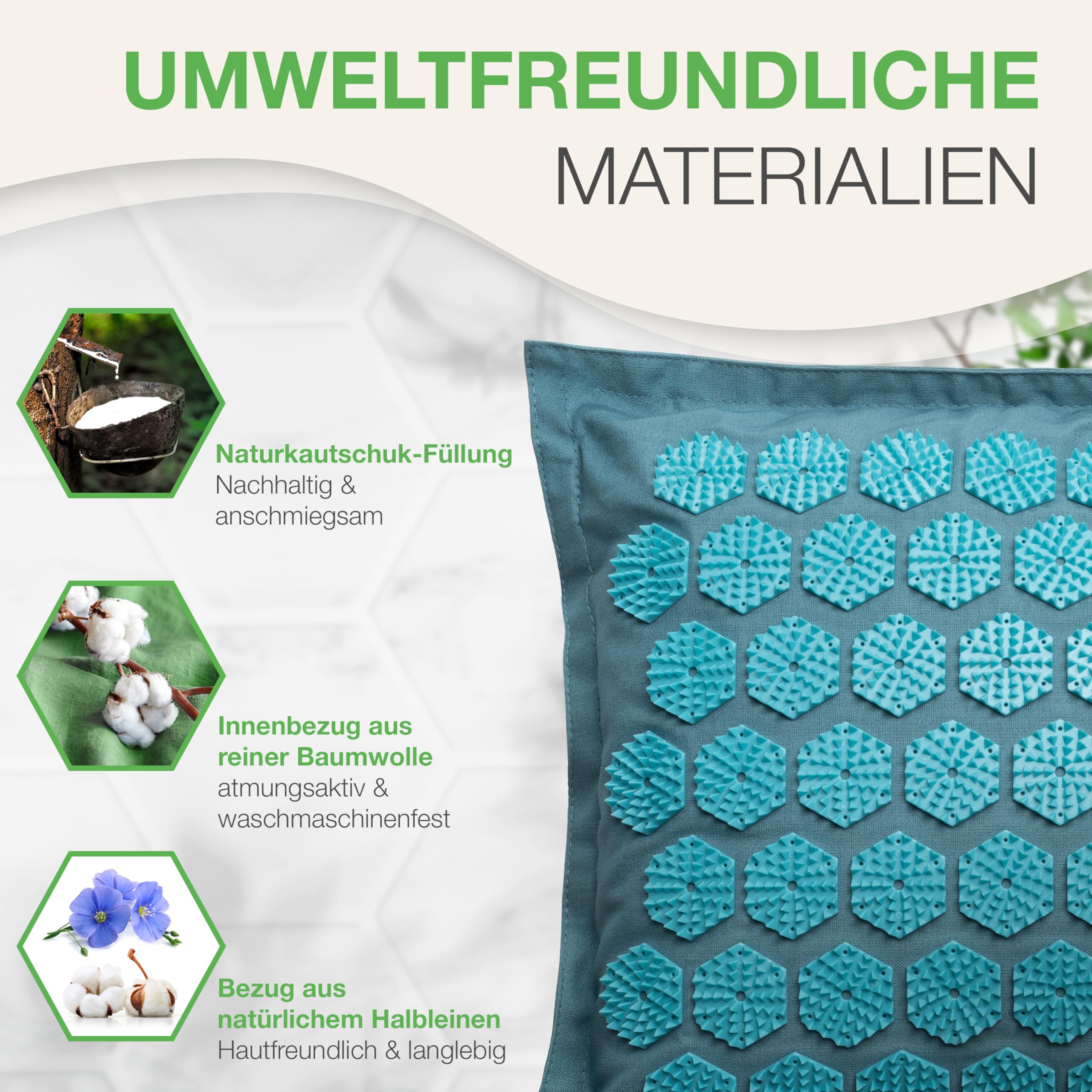 BACKLAxx® Akupressurkissen | Akupressur Nackenkissen bei Verspannungen in Schulter und Nacken | Akupressur Kissen Nacken gegen Kopfschmerzen & Migräne | Akupunktur Kissen - Ozeantürkis