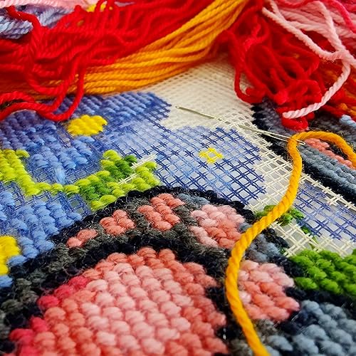 Miniatura 2 de Brvsk Kit de bordado para habitación de niños para adultos y principiantes divertido elefante de 16 x 16 pulgadas con diseño impreso claro y preciso