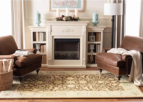 Miniatura 4 de SAFAVIEH Antiquity Collection AT14F - Alfombra de lana tradicional oriental de primera calidad, hecha a mano, 6 x 9 pies, marrón y verde