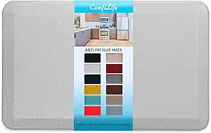 ComfiLife Anti Fatigue Floor Mat – 3/4 Inch Thick Kitchen Mats for Floor, Standing Desk Mat, Kitchen Rug – Comfort at Home, Office – Durable – Stain Resistant – Non-Slip Bottom (20" x 39", Silver)