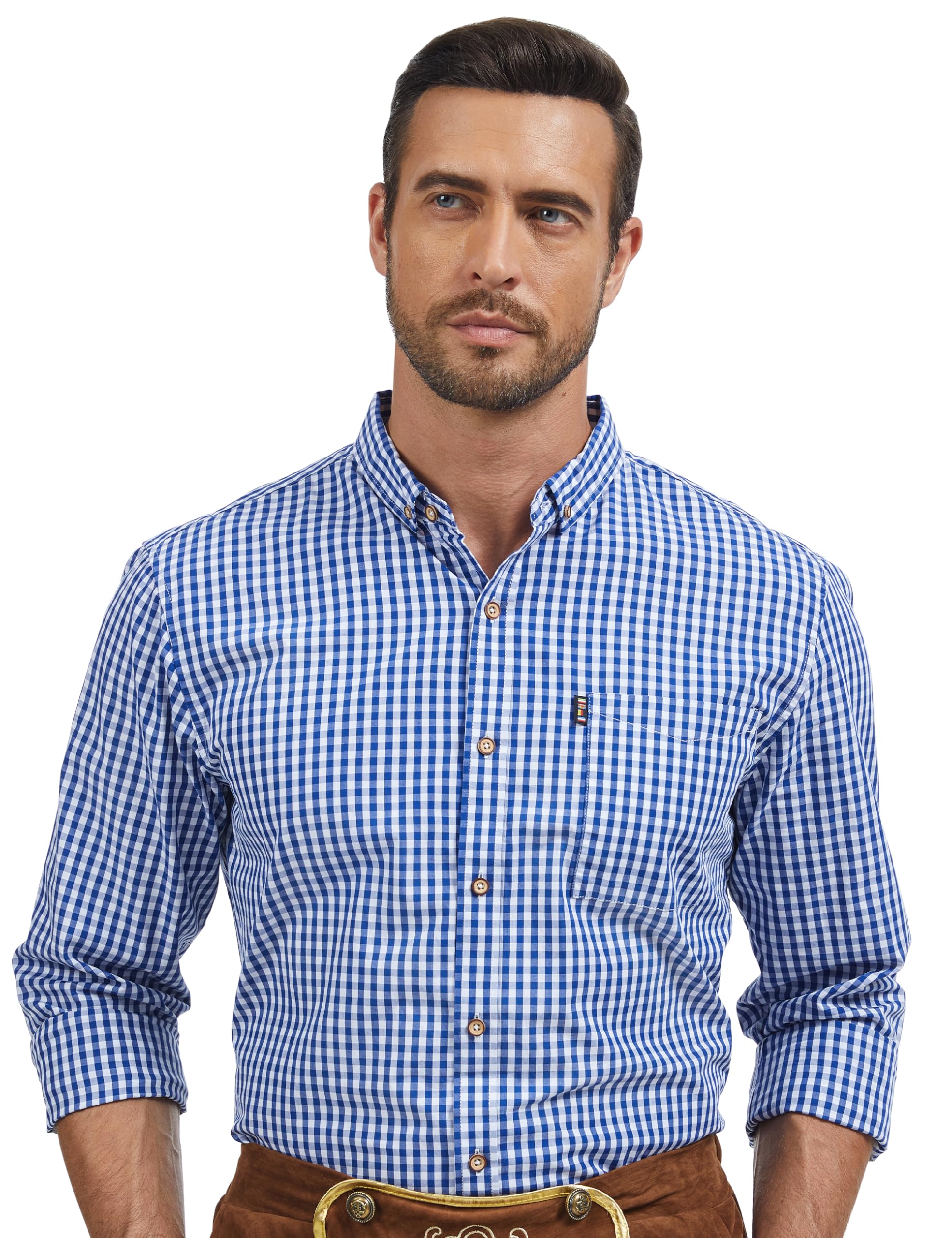 ANTLOOWW Camicia Trachten Uomo Camicia a Quadri Camicie Trachten Cotone Manica Lunga Traspirante Oktoberfest Taglia XS-3XL per Trachten Altre Feste
