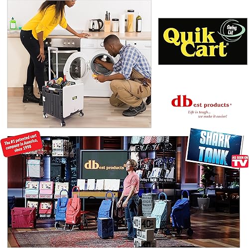 Miniatura 5 de dbest products Quik Cart - Tapa giratoria con cuatro ruedas giratorias para profesores con asiento, cesta plegable resistente con mango telescópico