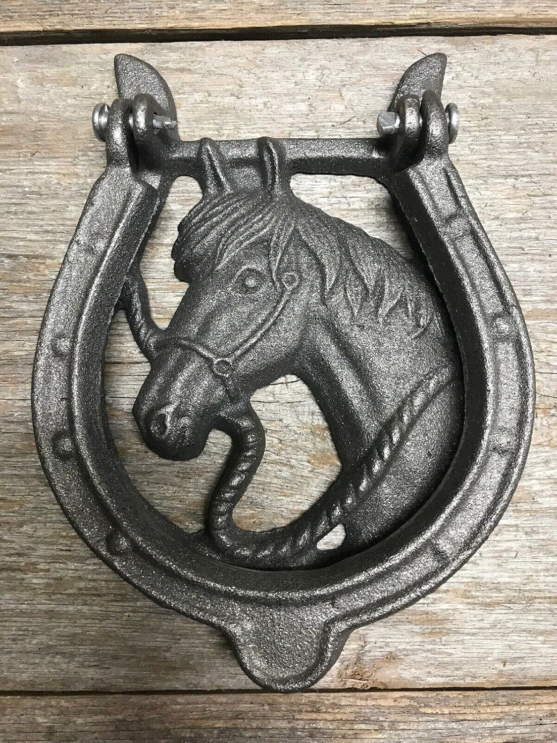 Unfinished Cast Iron Horse Head Door Knocker Rustic Western
