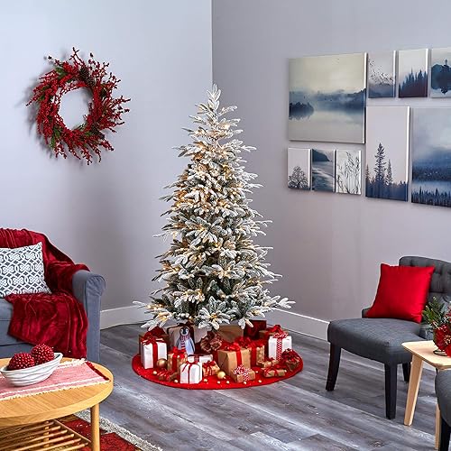 Miniatura 6 de Nearly Natural Árbol de Navidad artificial de abeto de Manchester de 6.5 pies con 300 luces y 781 ramas flexibles