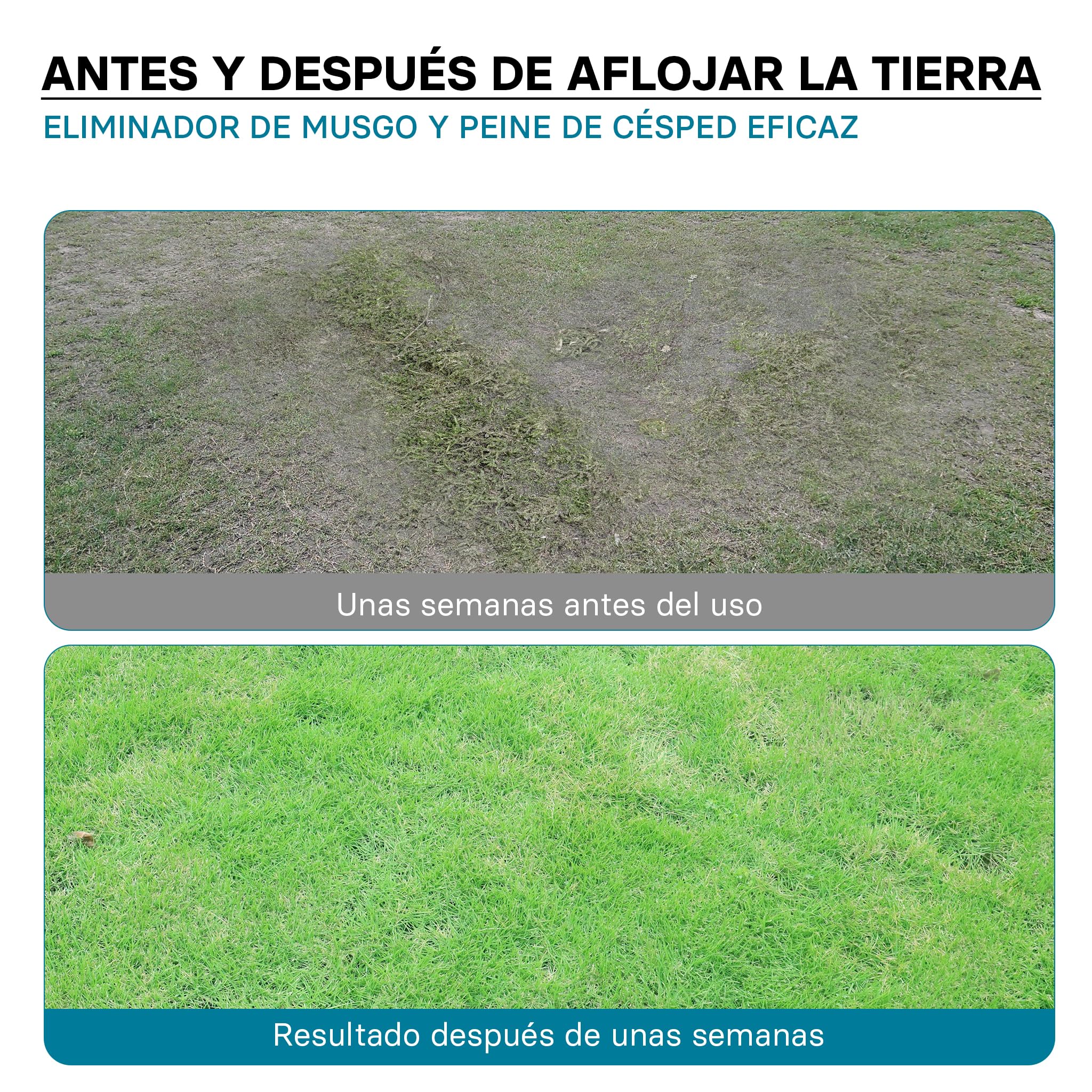 Wiltec Escarificador de césped 100 cm de ancho de trabajo muelles de acero 16,5 cm altura regulable 18 y 22 cm ruedas resistentes 15 Kg de peso aireador quita musgo rastrillo para tractor cortacésped