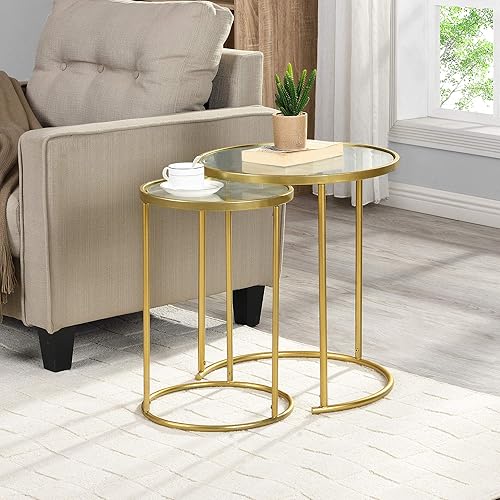 FirsTime & Co. Stark Gold - Juego de mesa de 2 piezas (7.1 x 7.1 x 8.3in), color dorado