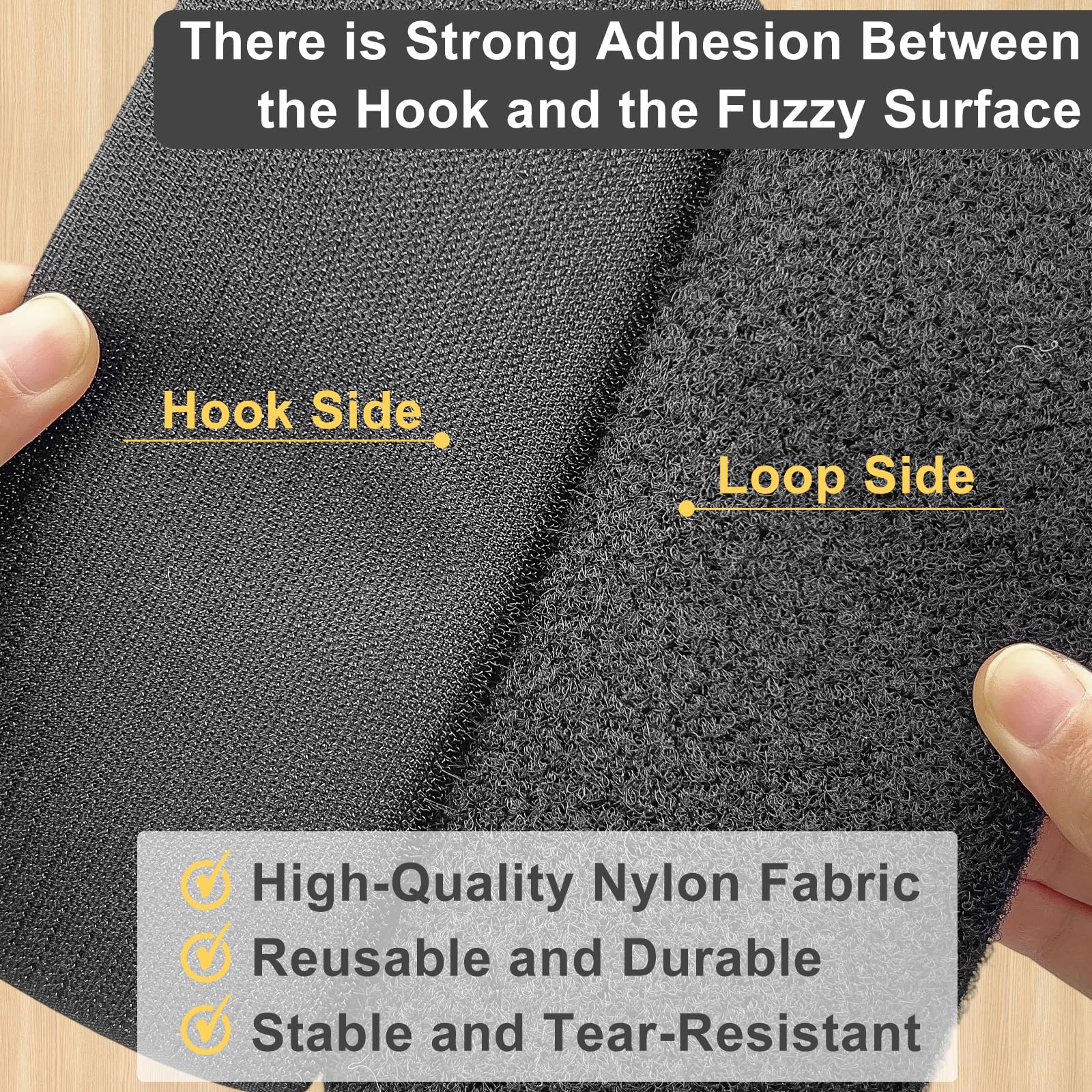 8 hojas de para coser, 18 x 30 cm, cinta de negra ancha para coser, hecha de poliéster de nailon, reutilizable cierre de para coser, cinta de gancho y bucle para ropa, textiles para el hogar