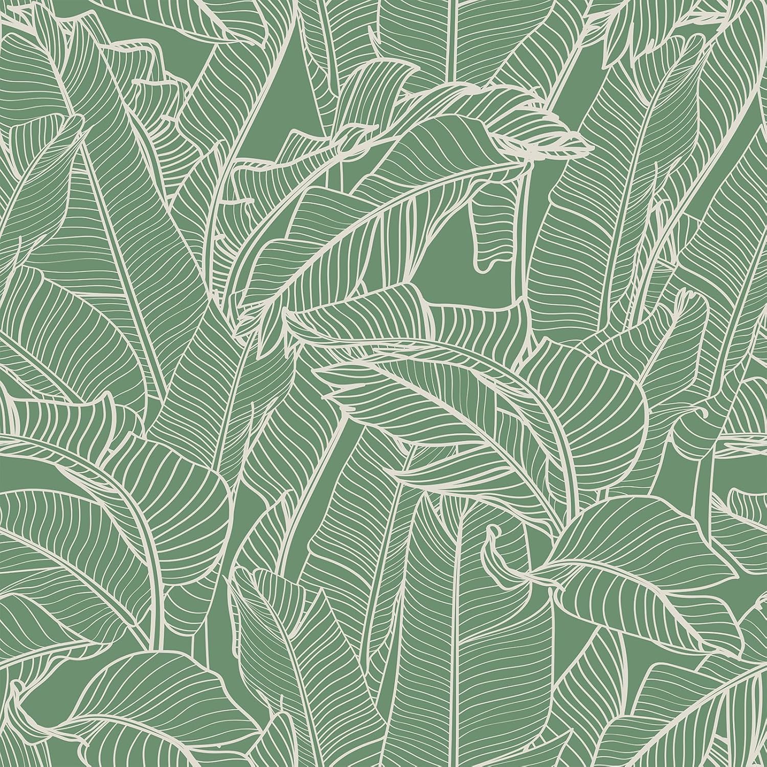 VEELIKE Sage Green Banana Leaf Wallpaper Peel and Stick Minimalist Tropical Wallpaper for Bathroom Bedroom Accent Wall 17.7''x354'' Self Adhesive Leaves Wall Paper Removable Contact Paper for Walls