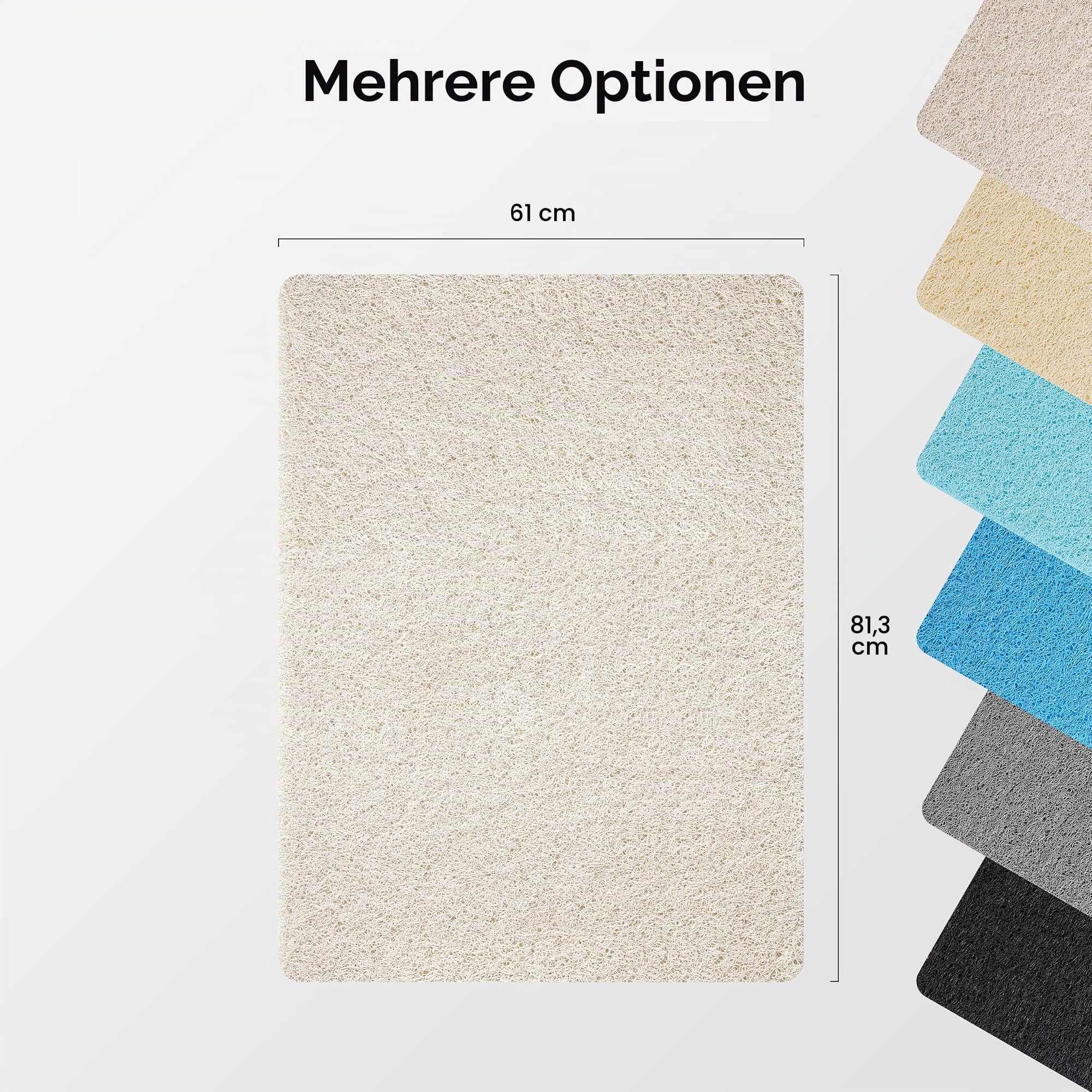 Asvin Weiche, strukturierte Badematte, ca. 60 x 81 cm, phthalatfrei, rutschfeste Komfort-Badewannenmatten mit Ablauföffnungen, PVC-Luffa-Badezimmermatte für Nassbereiche, schnell trocknend