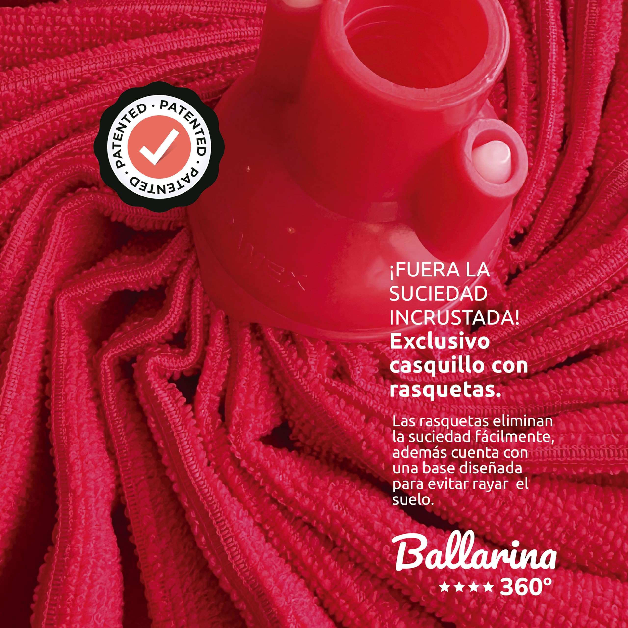 Pamex - Fregona Microfibra Ballarina 360º en Tres Colores Azul, Rojo, Verde Fregona Superabsorbente - Caja de 24 Unidades