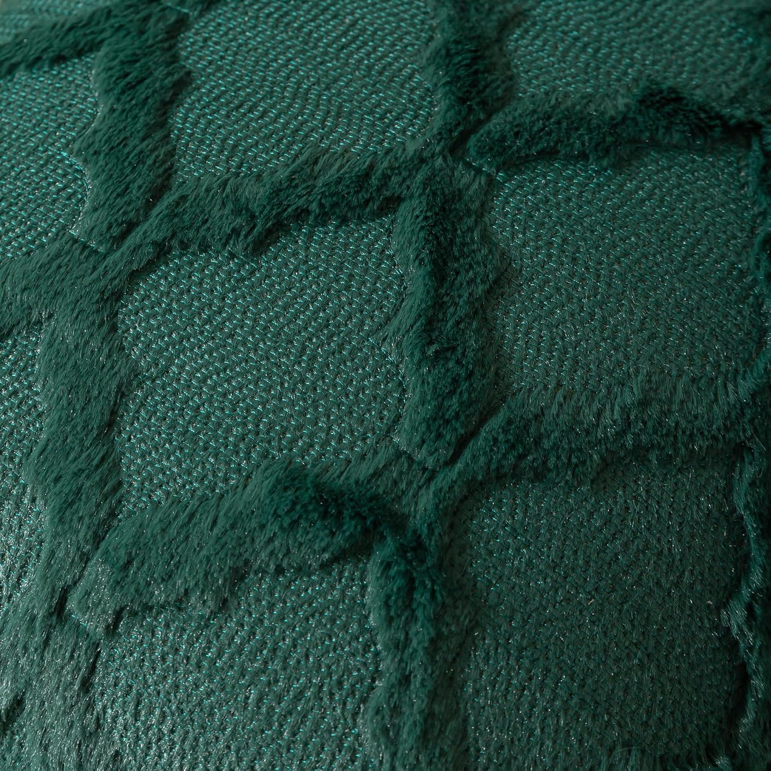 Set of 2 Soft Moroccan Throw Pillow Covers 24x24 Inch Plush Boho Decorative Pillow Cover Accent Cushion Case for Couch Sofa Bed, Dark Green