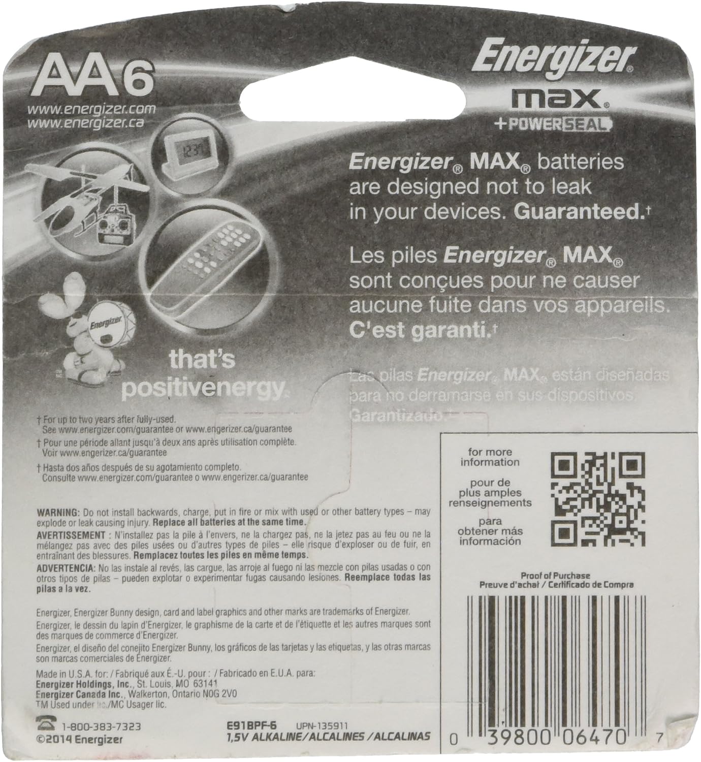 Energizer 06470 - AA Cell 1.5 volt MAX Battery (6 pack) (E91BPF-6)