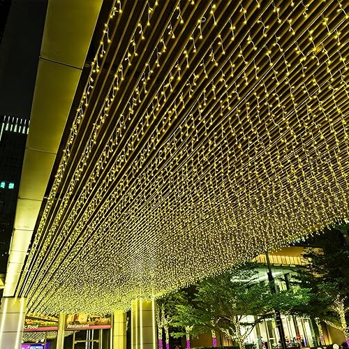 Luces LED de carámbanos, 13 pies, 72 LED, 8 modos extensibles, de hadas de Navidad, techo, colgante, memoria, luces cortas para decoración de