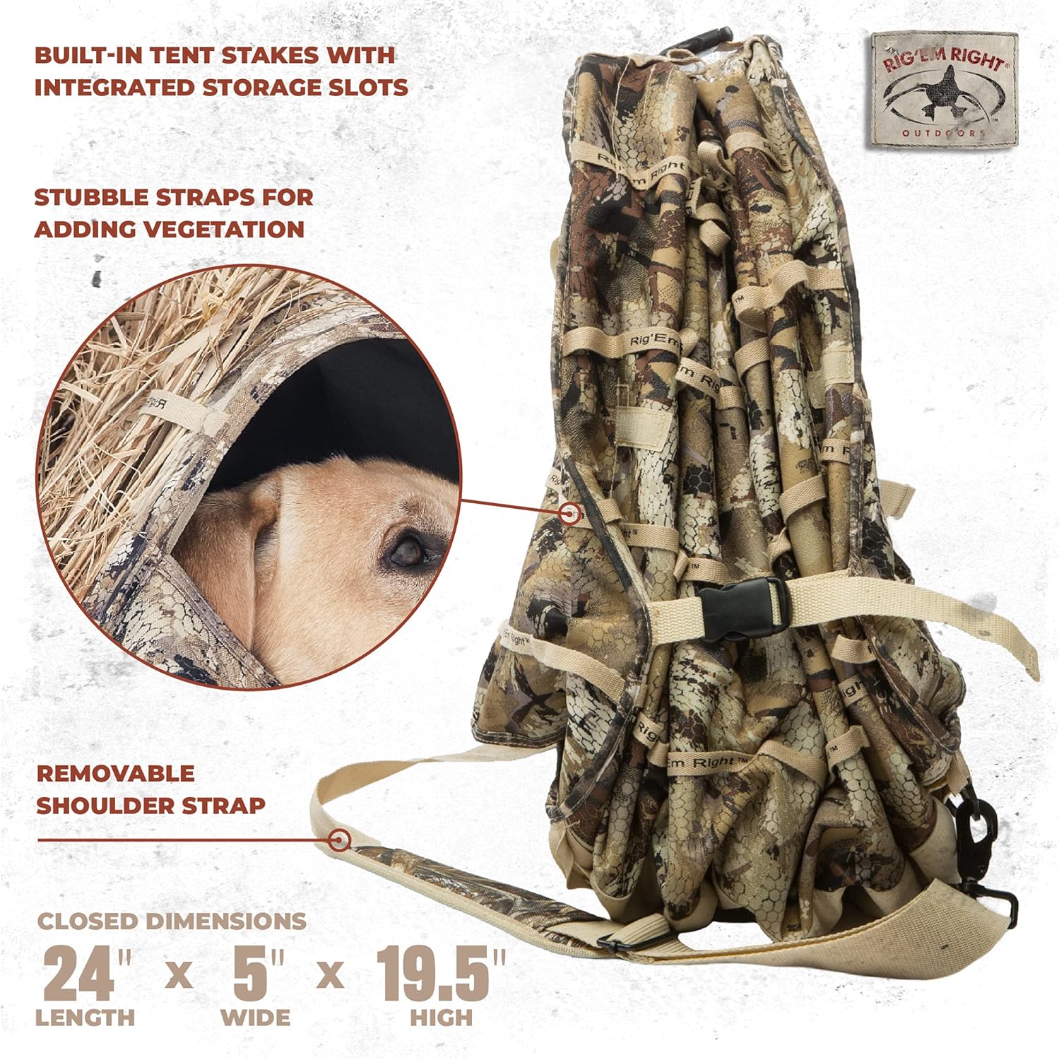 Rig'Em Right Waterfowl Field Bully Bird Hunting Dog Blind - Ultra Quick Setup with no Pins, Hinges or Poles