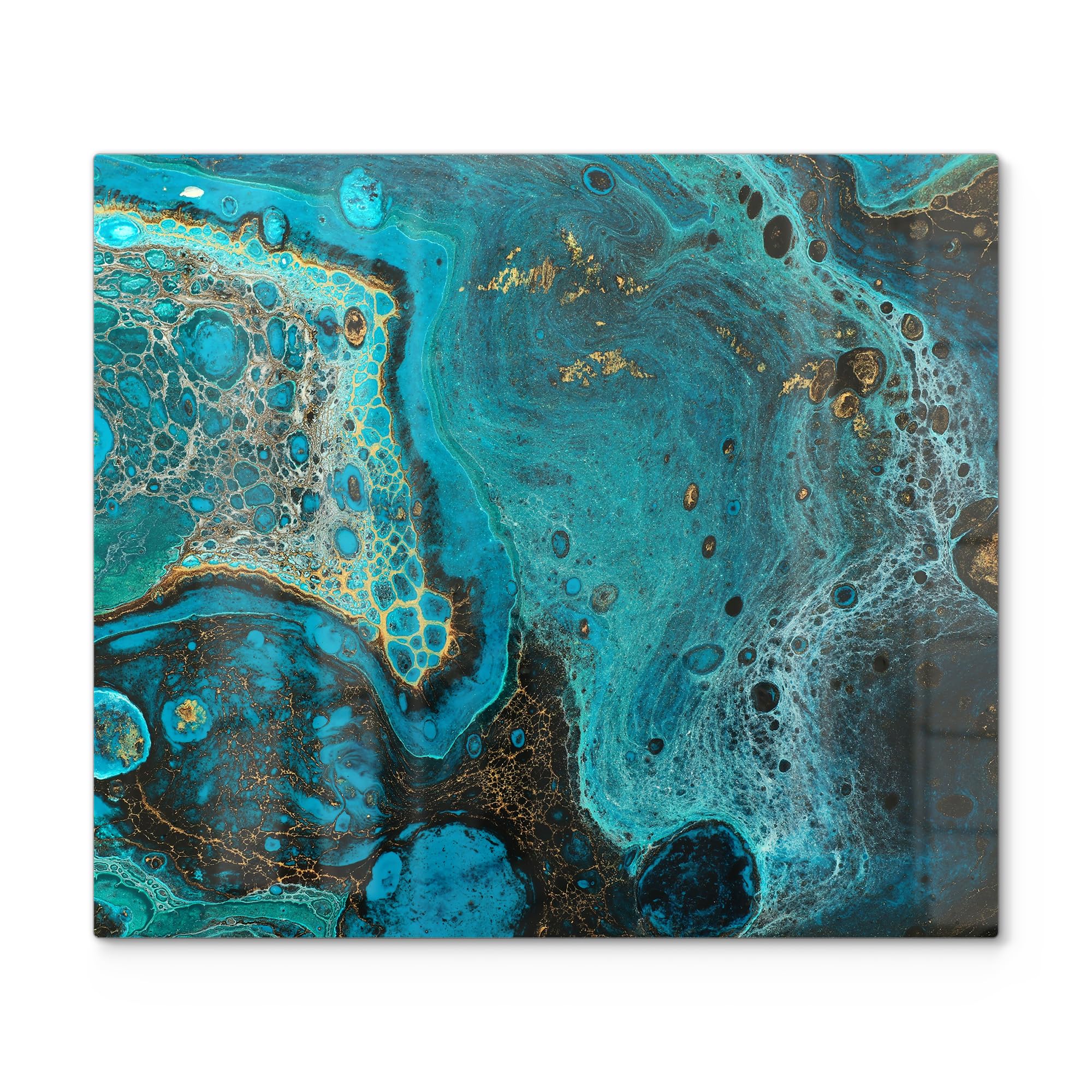 DEQORI Szklana płyta ochronna na kuchenkę, jednoczęściowa 60 x 52 cm, motyw "wzór oceaniczny", płyta ceramiczna, uniwersalna pokrywa na kuchenkę, szklana płyta i deska do krojenia na płyty grzewcze