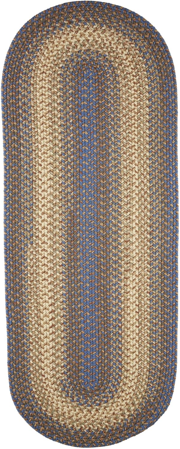 Super Area Rugs Oval 2X6 Blue/Cream Braided Rug Hartford