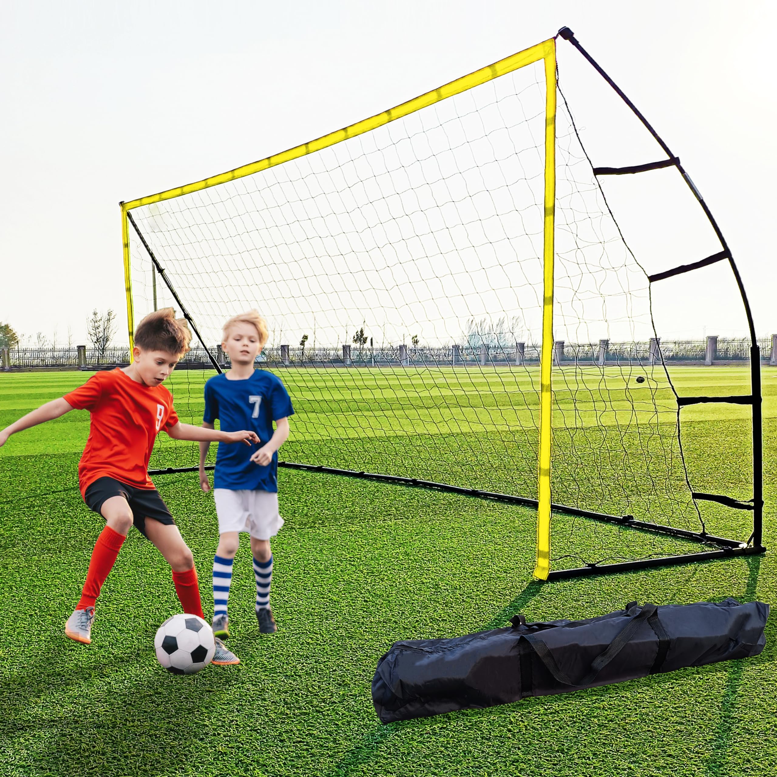 PreGymnastic Soccer Goals 12X6 FT Portable Soccer Nets-Youth &Adult Folding Soccer Goal for Games and Practice Indoor and Outdoor