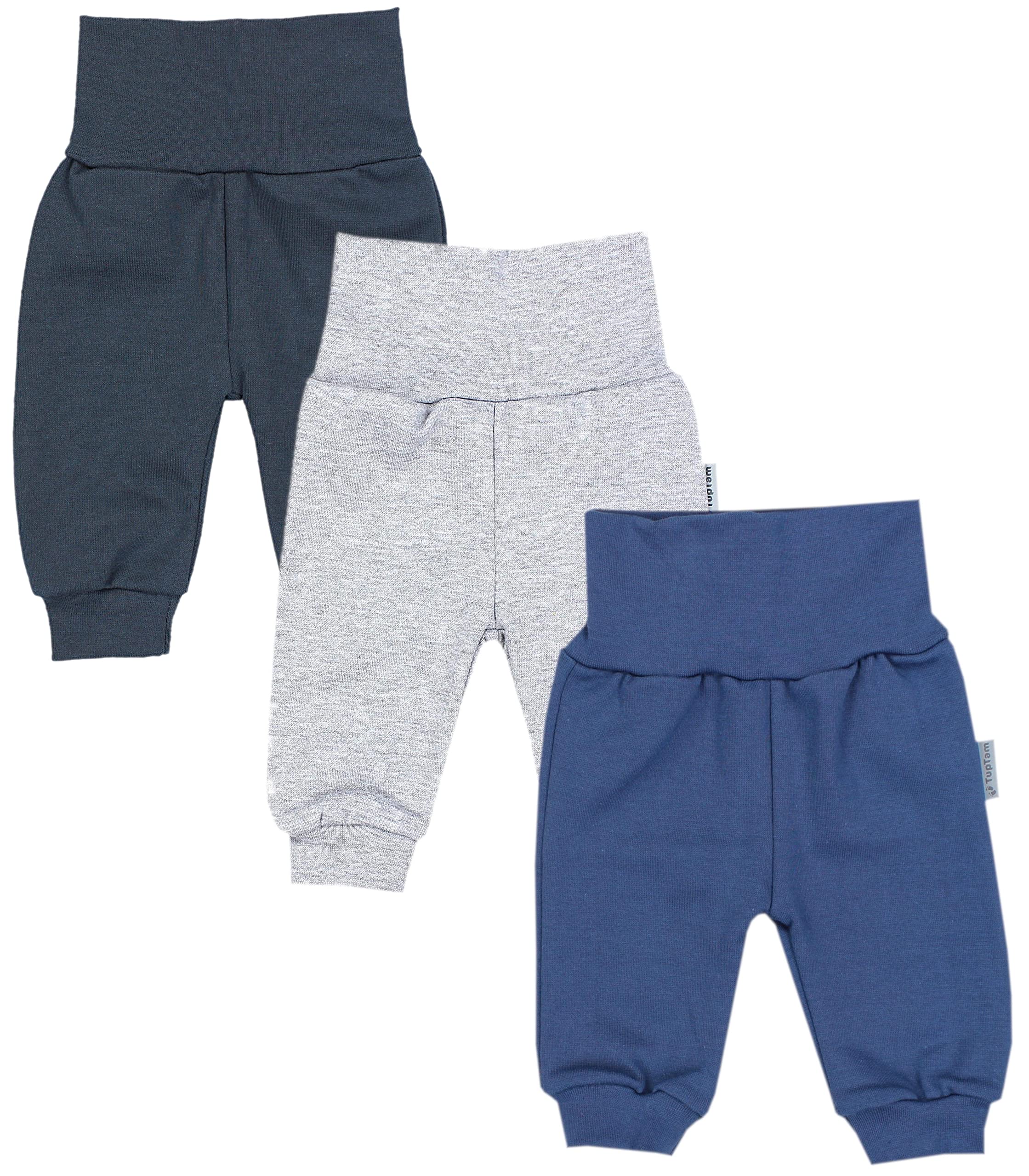 TupTam Pantalones Bebé Niño 3 Unidades – Pantalones Bebe de Algodón con Cintura Ancha y Puños