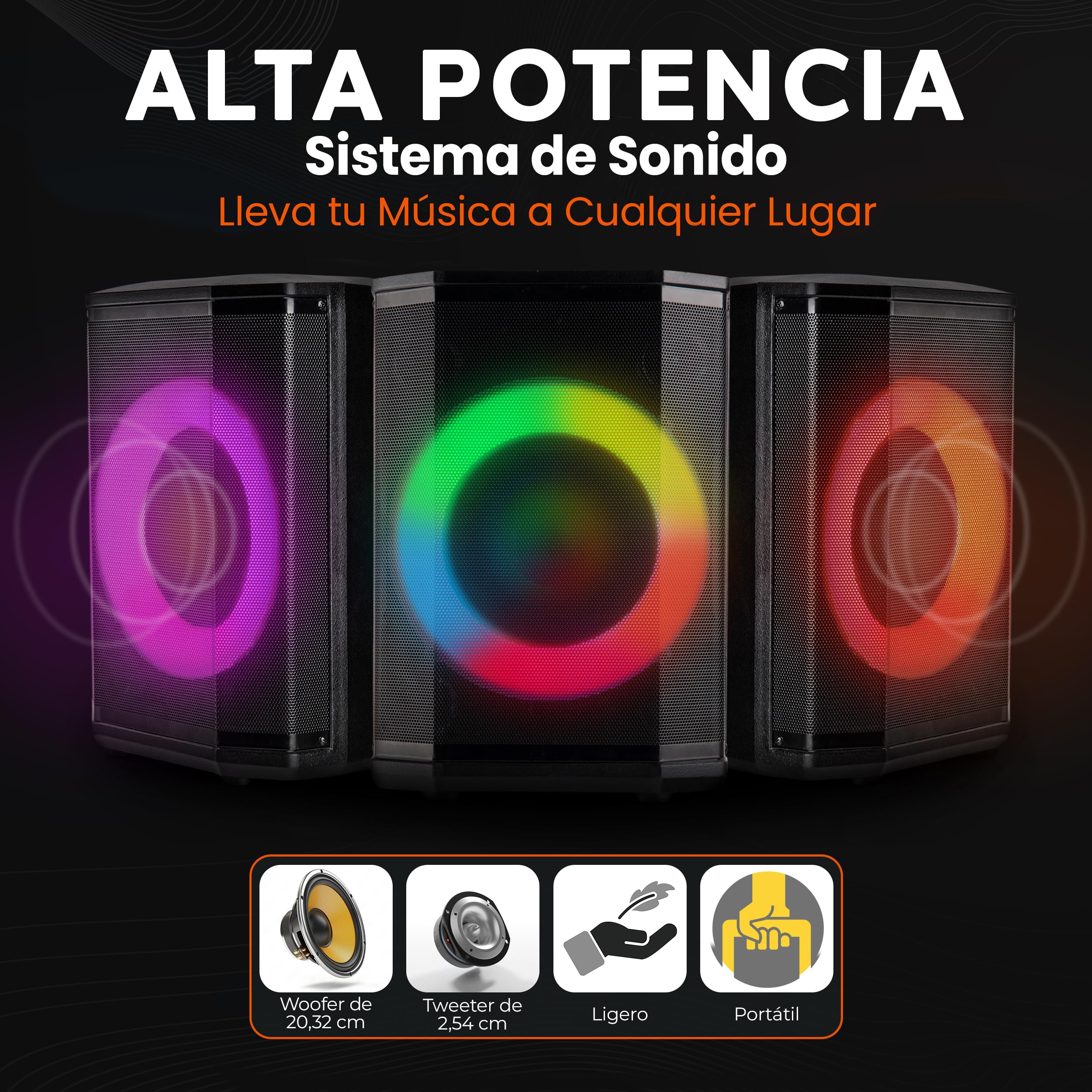 Pyle Altavoz Grande, Bluetooth, Portátil, Sistema True Wireless Stereo, con Bolsa de Transporte y Tripode