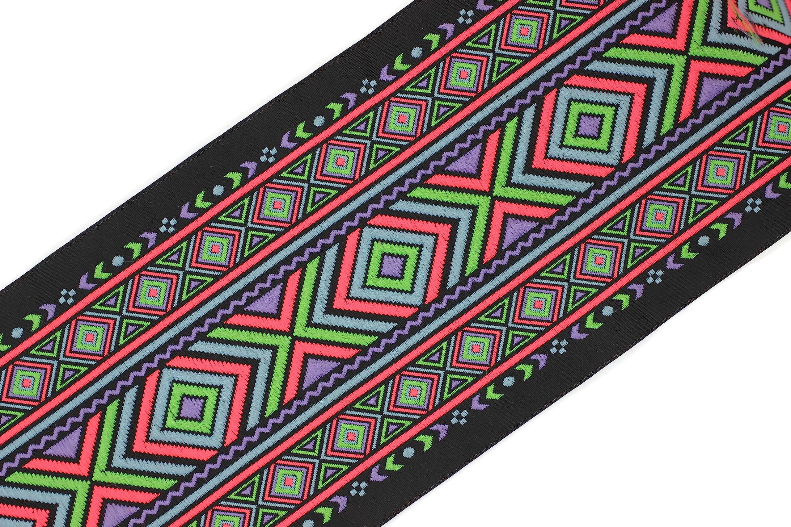10 mètres de ruban jacquard de style Arc En Ciel Africain Motif des rubans de tissu pour artisanat 50mm