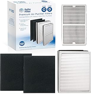 Fette Filter - True Hepa Air Purifier Filter Set Compatible with Idylis Air Purifier Filter Type C+D. Contains 1 Idylis C + 1 Idylis D. Includes 2 Carbon Prefilter. For Air Purifer Model IAP-10-280 (Combo Pack)
