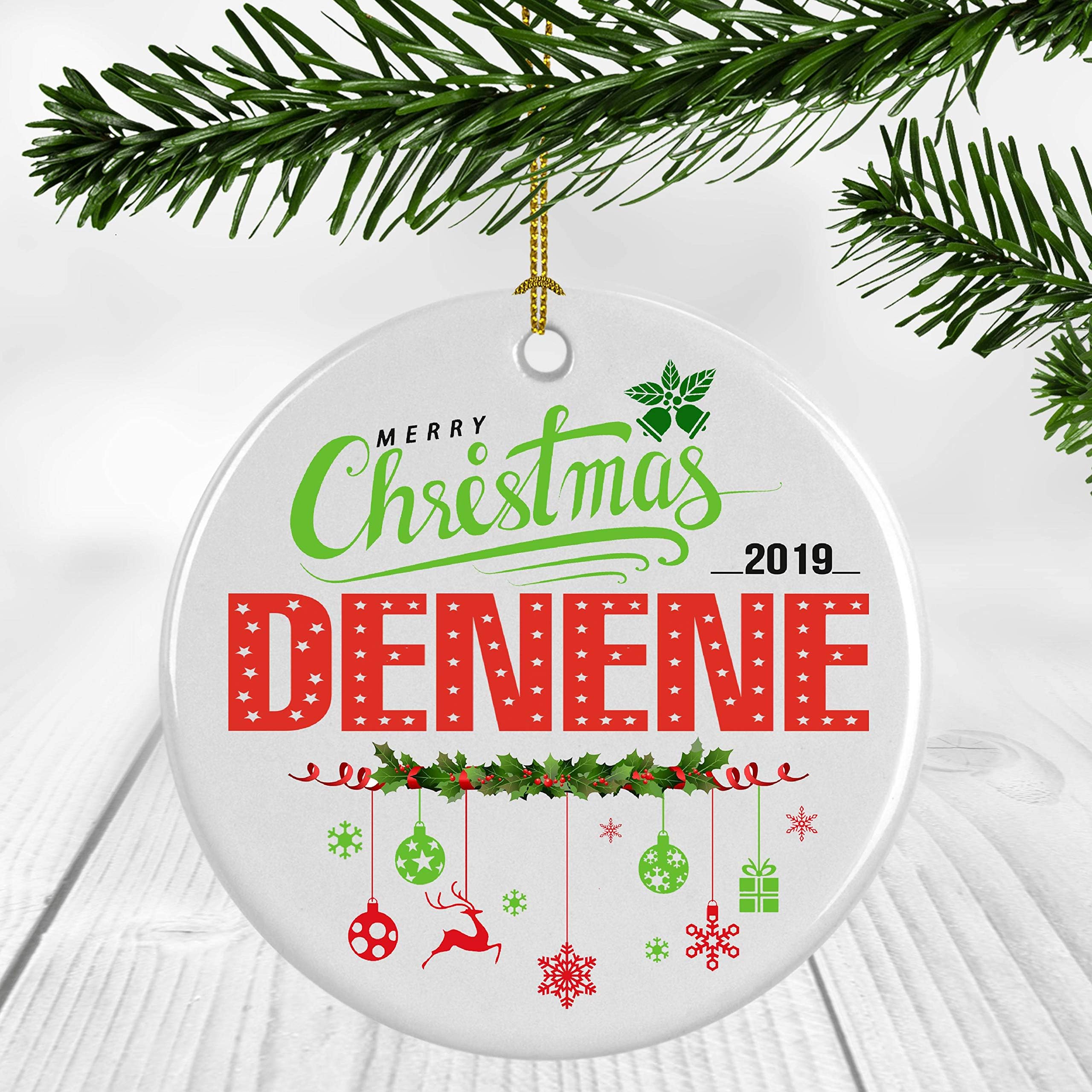 Christmas Tree Ornaments for Baby's First Christmas Ornament 2024 with Name Denene Ornament - Newborn Baby Ornament 3 inches White Plastic