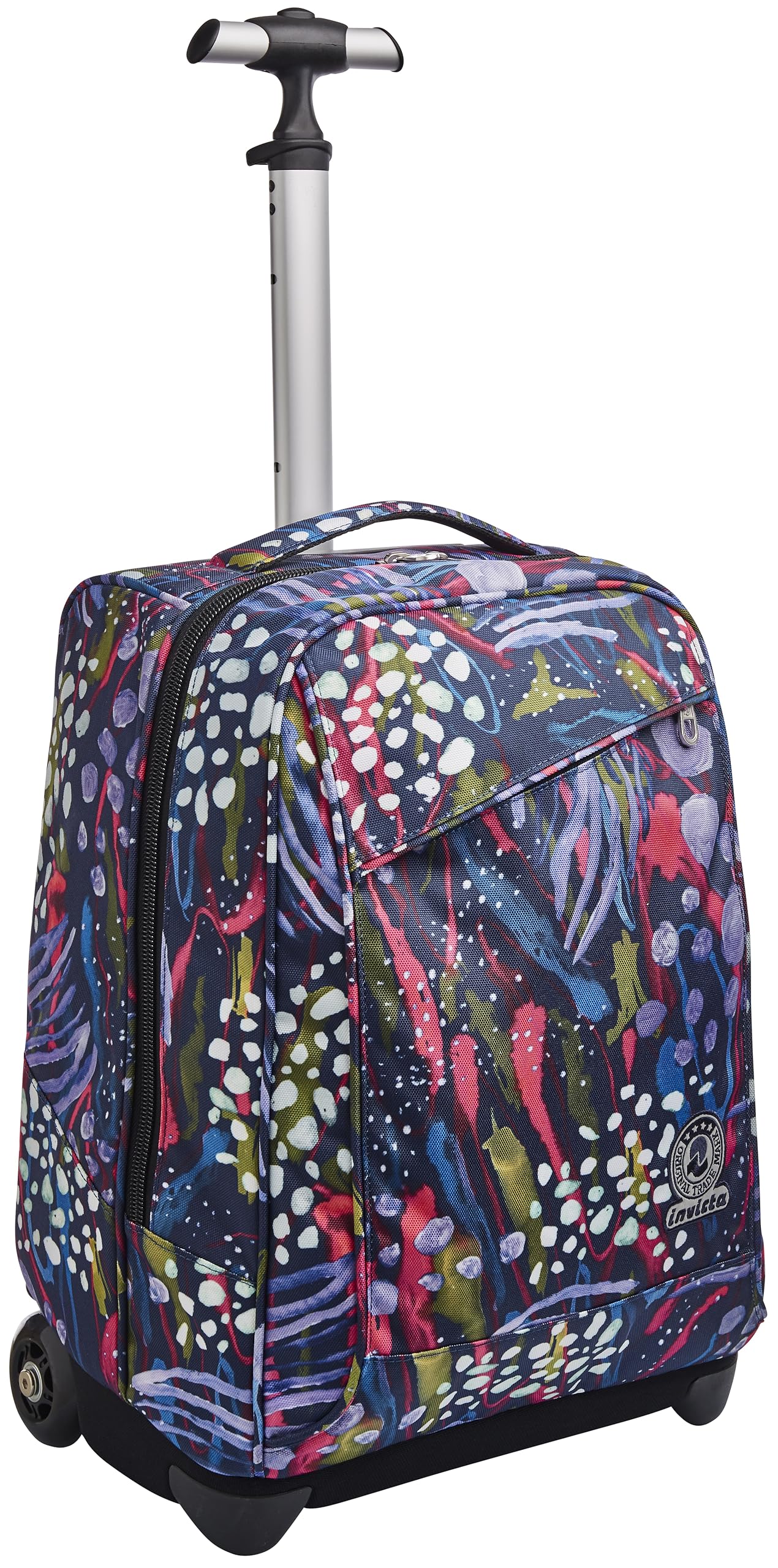Invicta Trolley Scuola, Blu, Abstract Jungle, 2 in 1, con Spallacci Uso Zaino, Doppio Uso, Trolley e Zaini, Scuola, Viaggio, Bambine e Ragazze