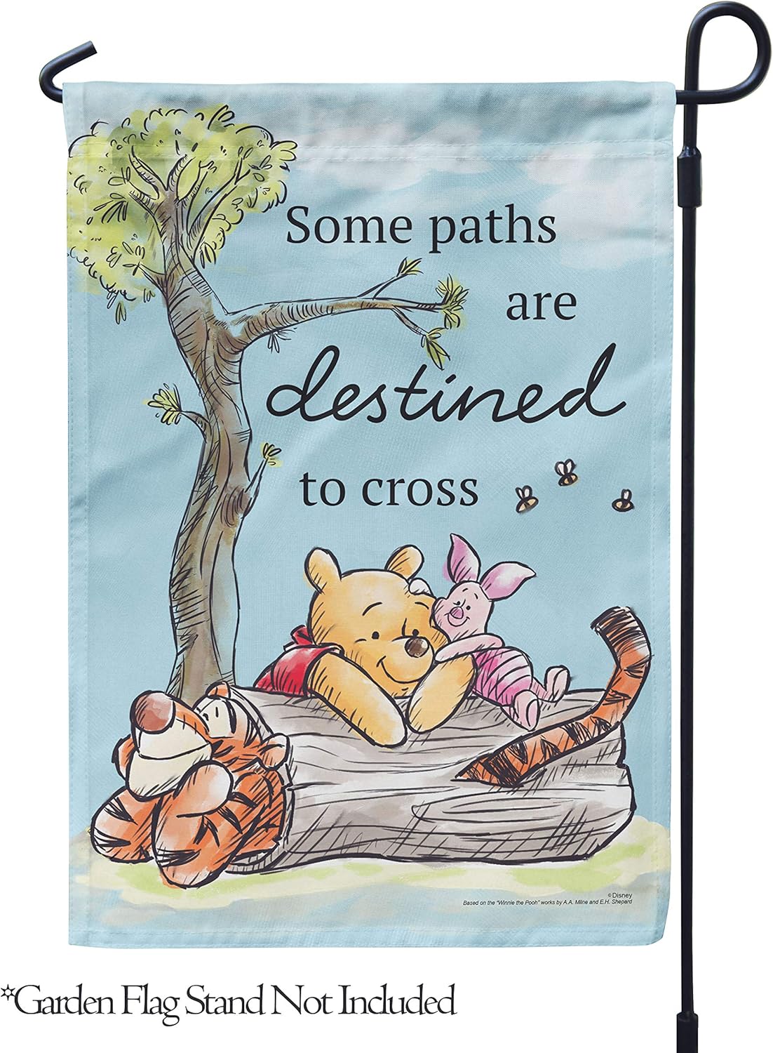 Flagology, Disney, Winnie the Pooh, Paths Destined to Cross Pooh – Garden Flag 12" x 18", Outdoor/Indoor, Exclusive Premium Fabric, Officially Licensed Disney