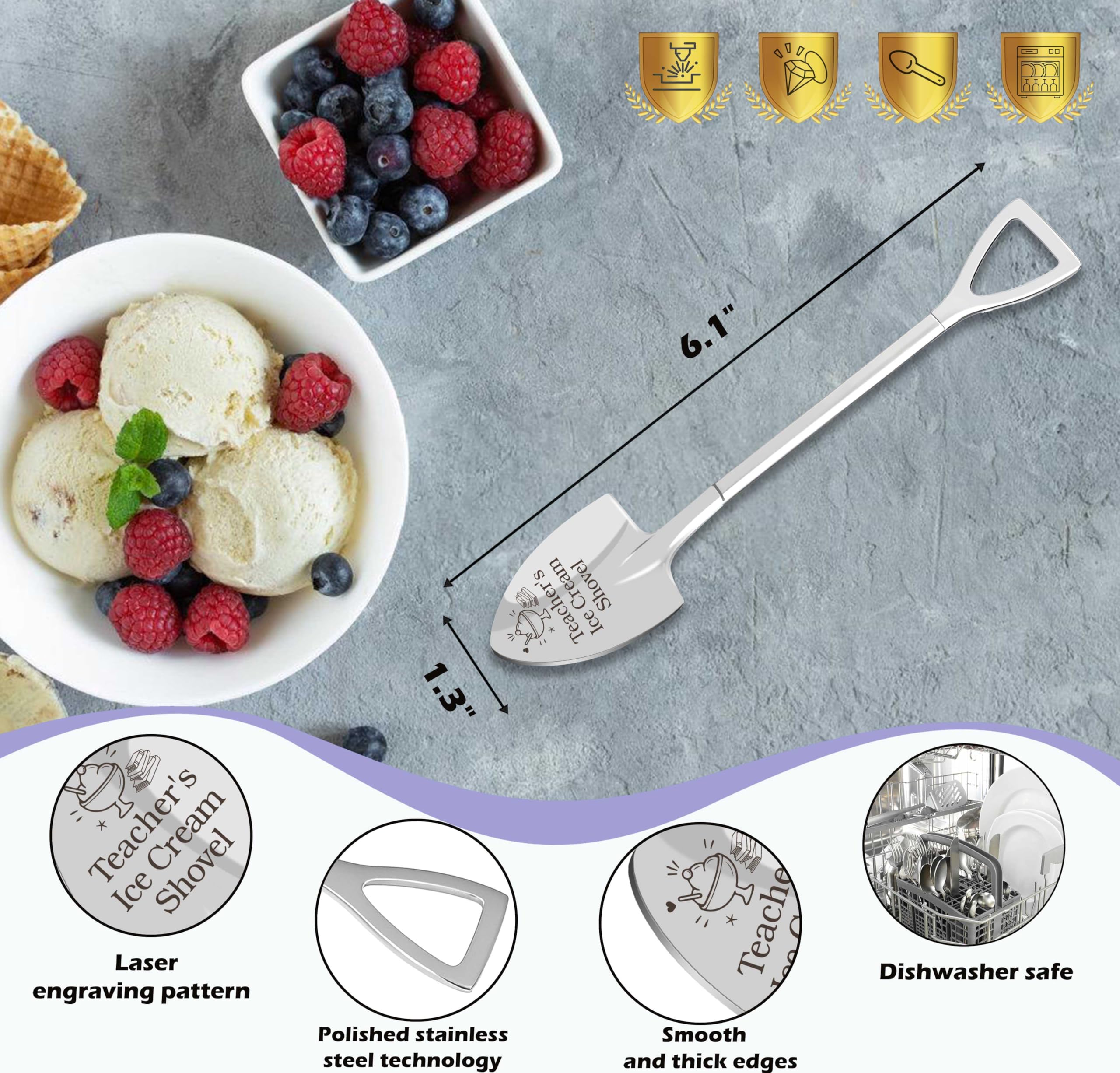 Teacher's Ice Cream Shovel, Teacher Appreciation Gifts for Women Men Principals Professors Teacher, Teacher Birthday Gifts, Best Gifts for Retirement, Stainless Steel Ice Cream Scoop Shovel