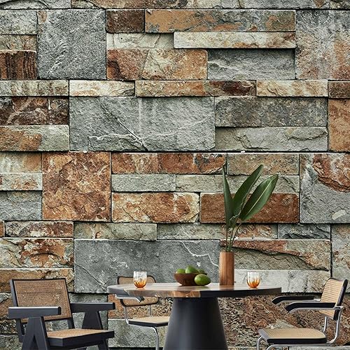 Miniatura 6 de artgeist Mural de pared Ladrillos sintéticos de 135 x 101 pulgadas, papel tapiz autoadhesivo removible de gran tamaño para decoración de pared,