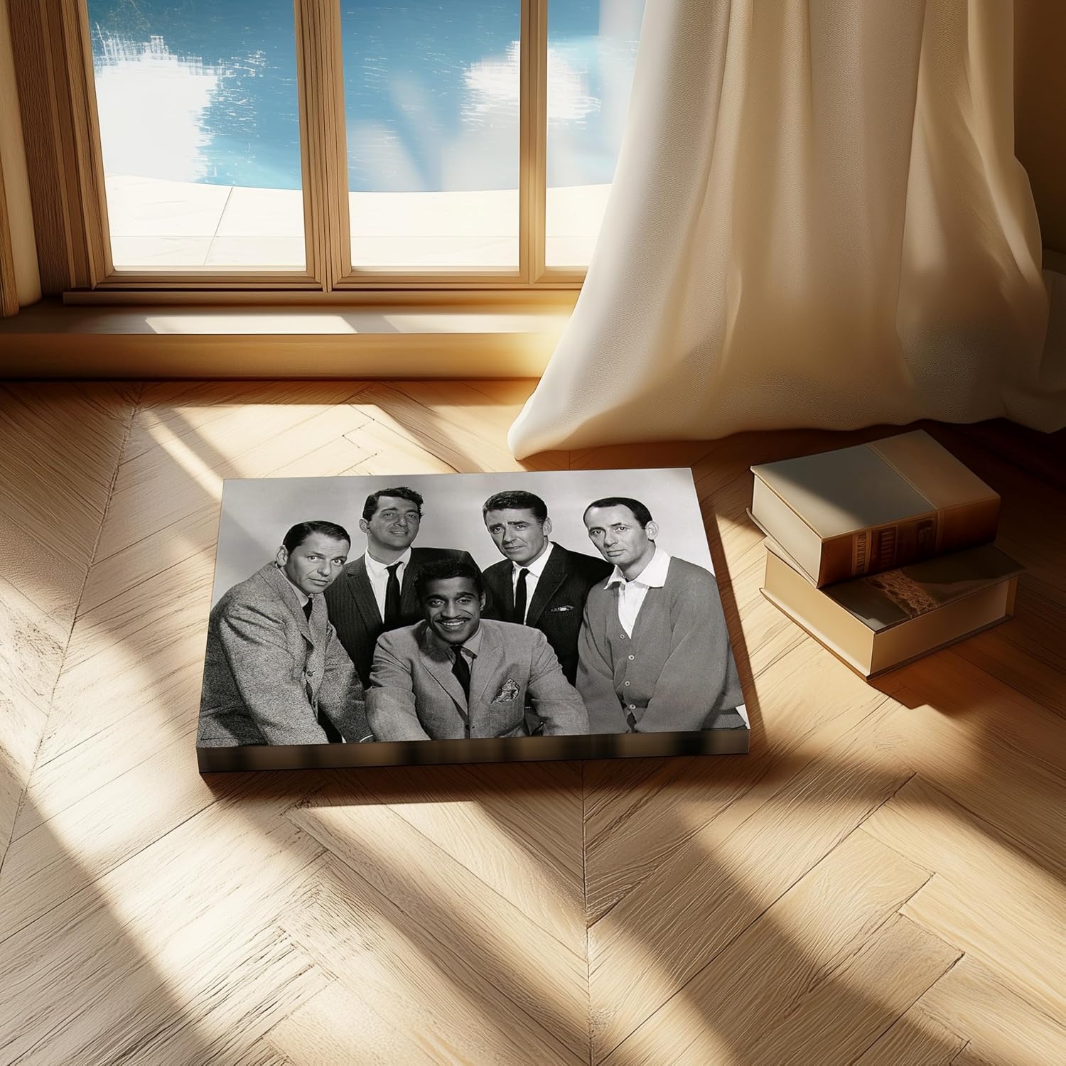 Poster Master The Rat Pack Canvas - Musician Print - Fashion & Music Art - Black & White Photography - Gentlemen in Suits Art - Living Room or Office Wall Decor - 8x10 STRETCHED Canvas