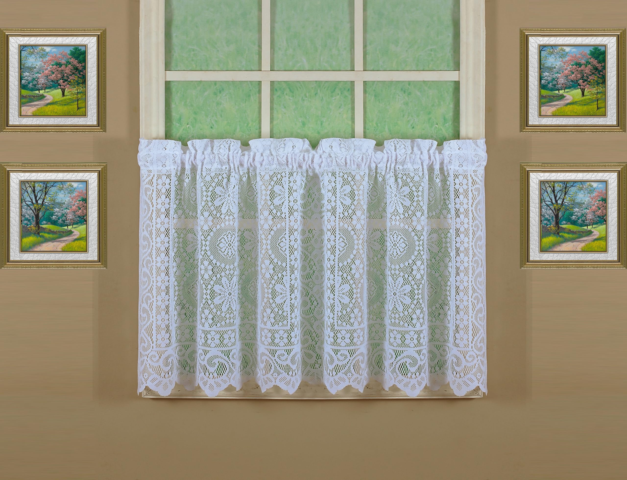 Today's Curtain Hopewell Premium Lace Tier 24", White, 58W x 24L