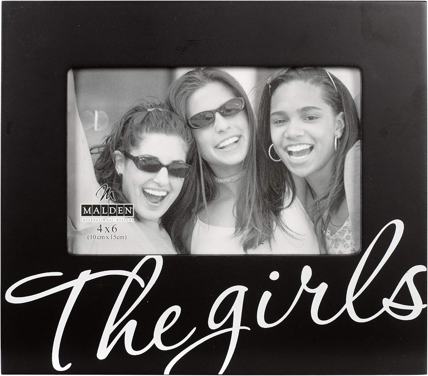 Malden International Designs The Girls in Cursive Words Picture Frame, 4x6, Black