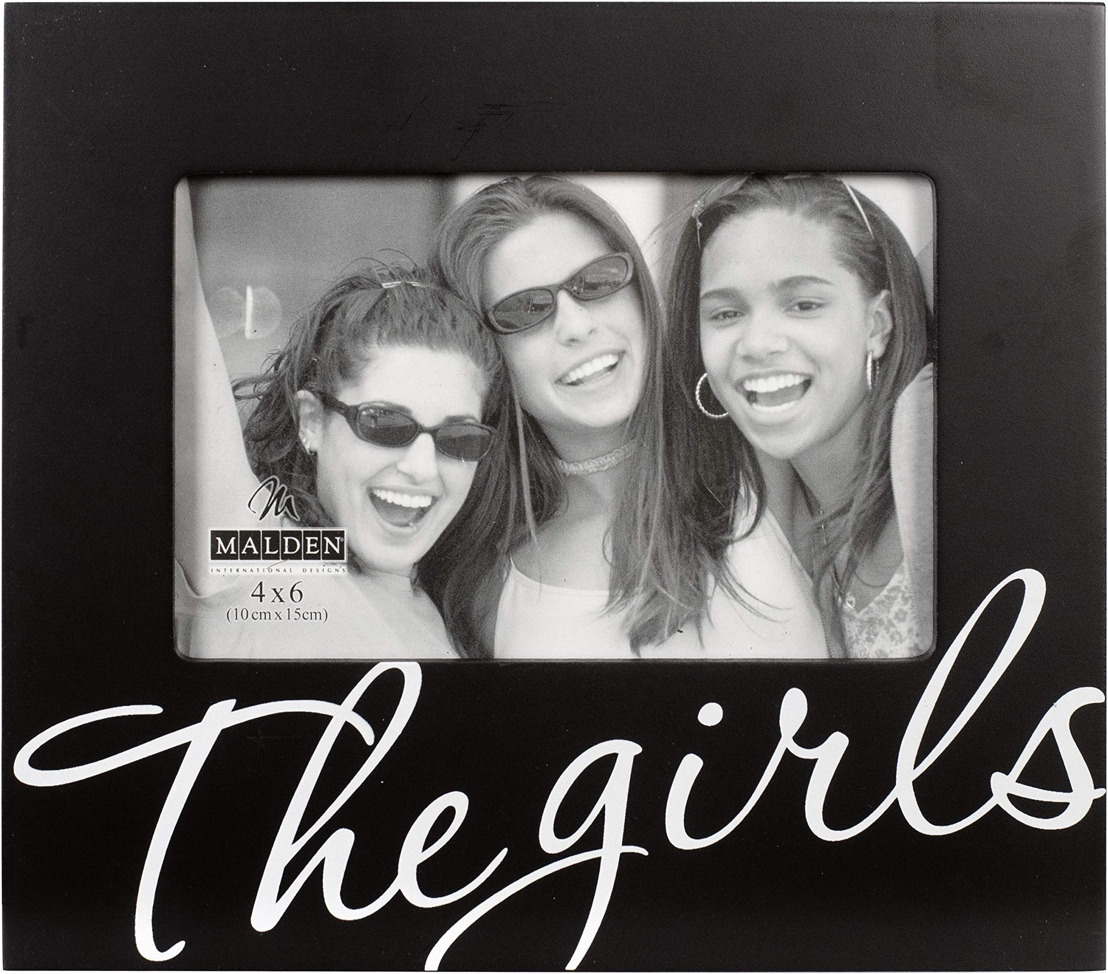 International Designs The Girls in Cursive Words Picture Frame, 4x6, Black