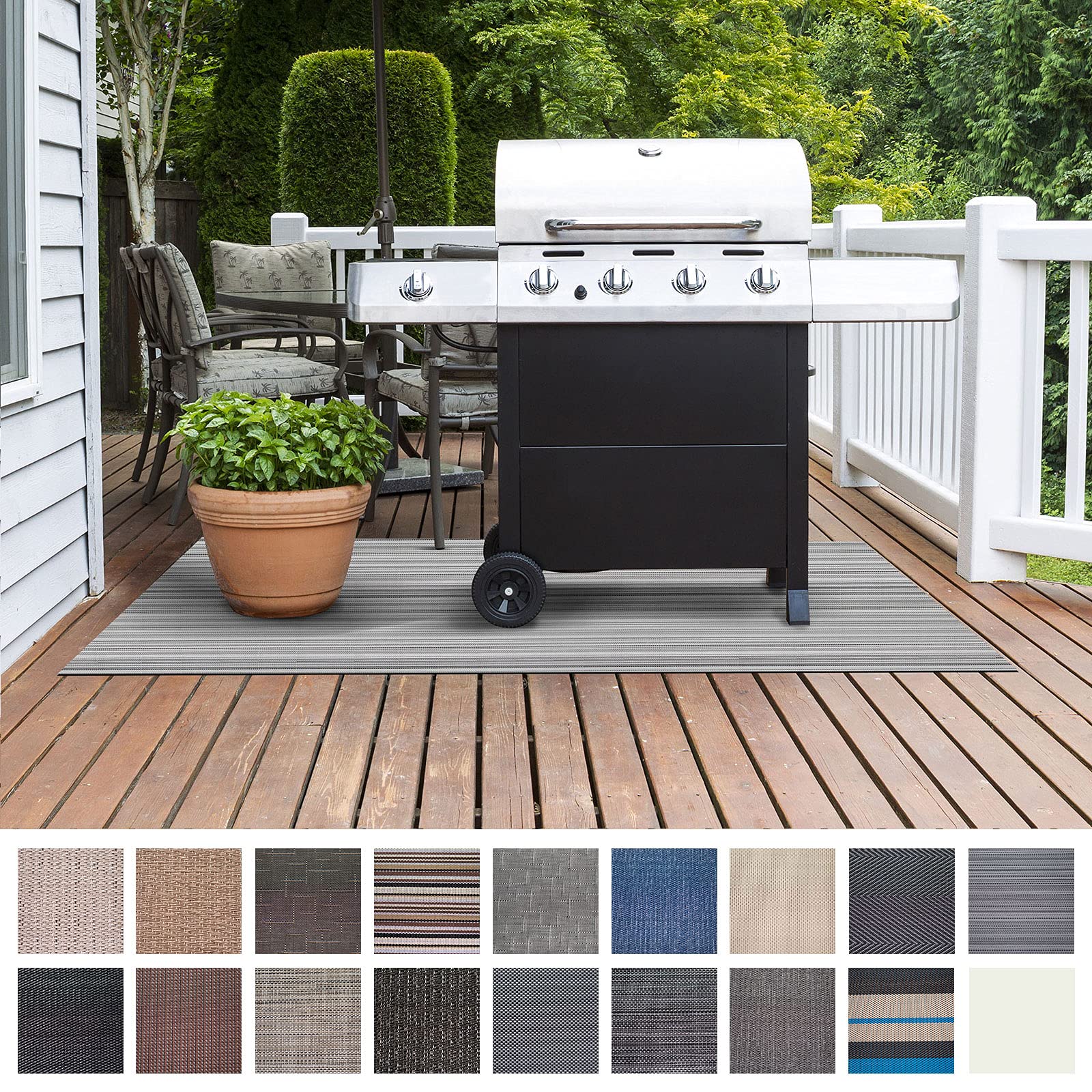 Floordirekt BBQ Grill Floor Protection Mat (90 x 120 cm) for Fire Grill, Electric Grill & Fire Pits, Large Outdoor Grill Pad Flame Retardant Barbecue Mat, Garden, Balcony, Yard Mat (Bologna)