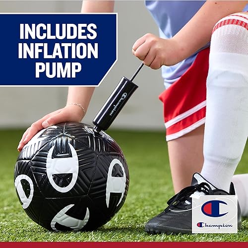 Miniatura 8 de Champion Balón de fútbol para jóvenes y adultos, diseño con paneles, control mejorado, cubierta duradera y vejiga de butilo, para entrenamiento en