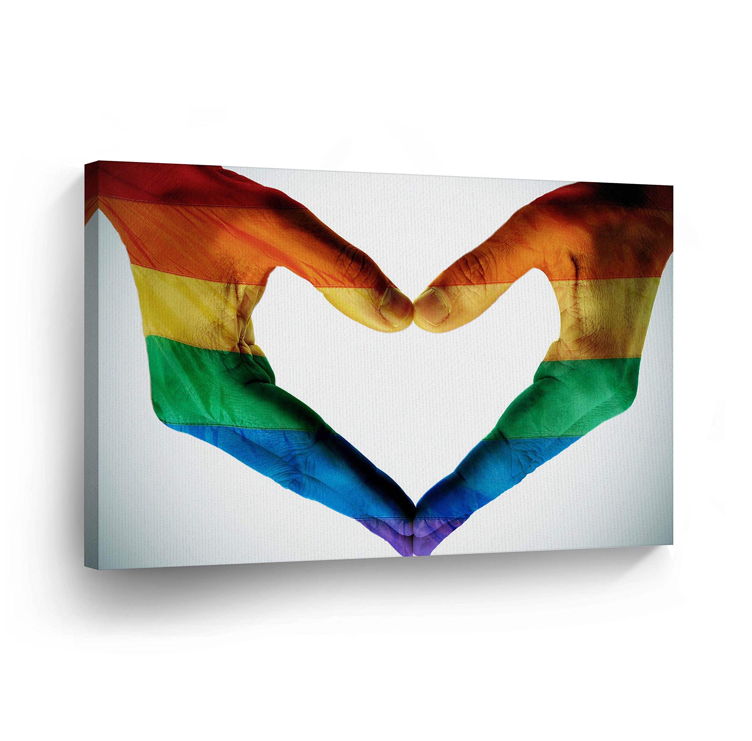 Gay Love Canvas Print Gay Rights LGBT Flag Rainbow Colors Lesbian Gay Wall Art Love Decorative Decor