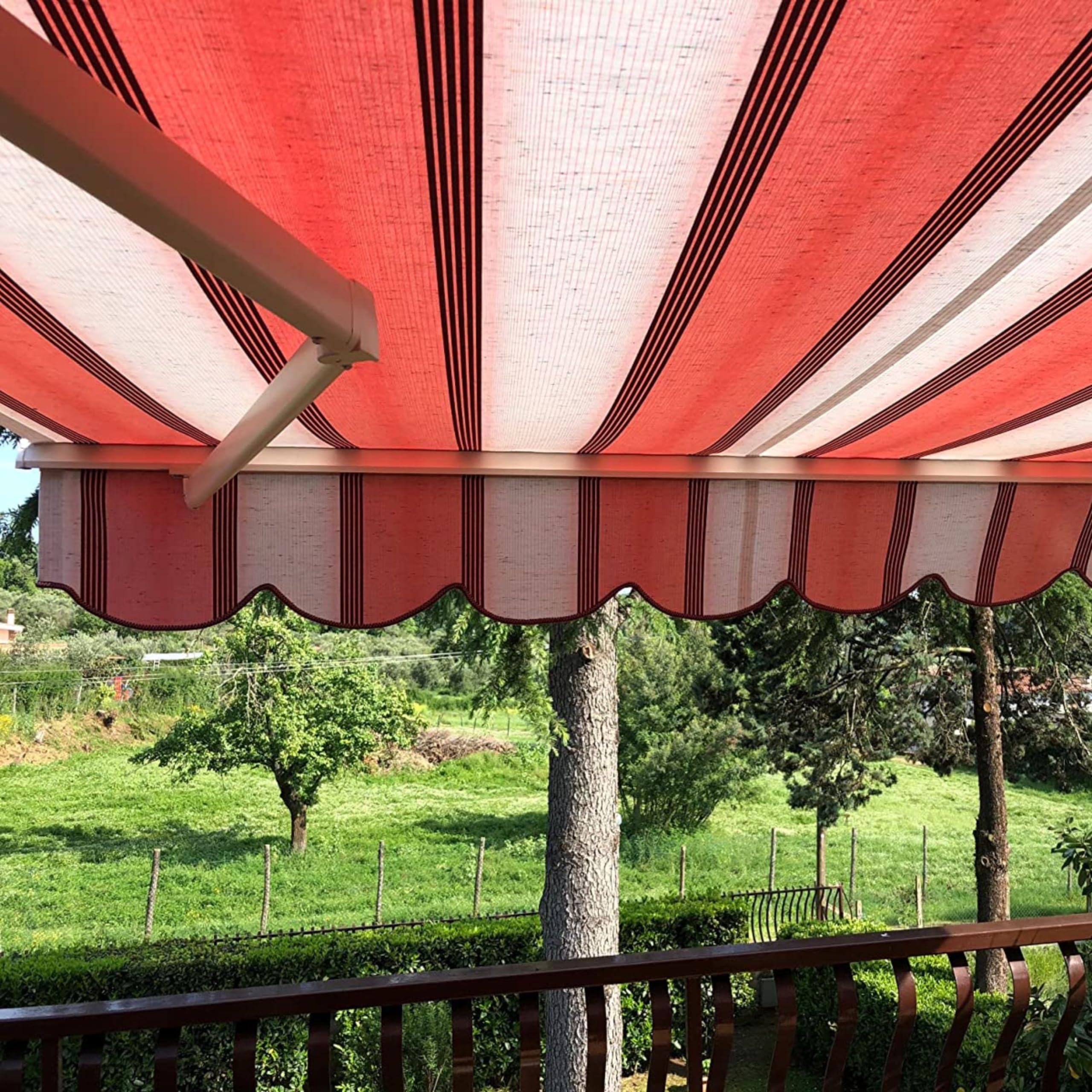 TENDAGGIMANIA Telo Ombreggiante Tenda da Sole Esterno Tempotest Para' Made in Italy - Con tondini Bordi e Volant - Su Misura (Larghezza DA 351 A 470 CM)