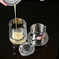Vista 5 de Juego de filtros de café vietnamita También se le conoce como cafetera vietnamita o prensa extragrande, Acero inoxidable