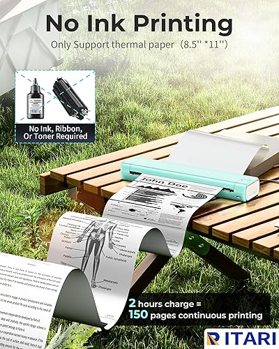 Vista 14 de Itari Impresora térmica portátil de tatuaje Bluetooth - Impresora compacta para teléfono y laptop, impresoras portátiles inalámbricas para viajes