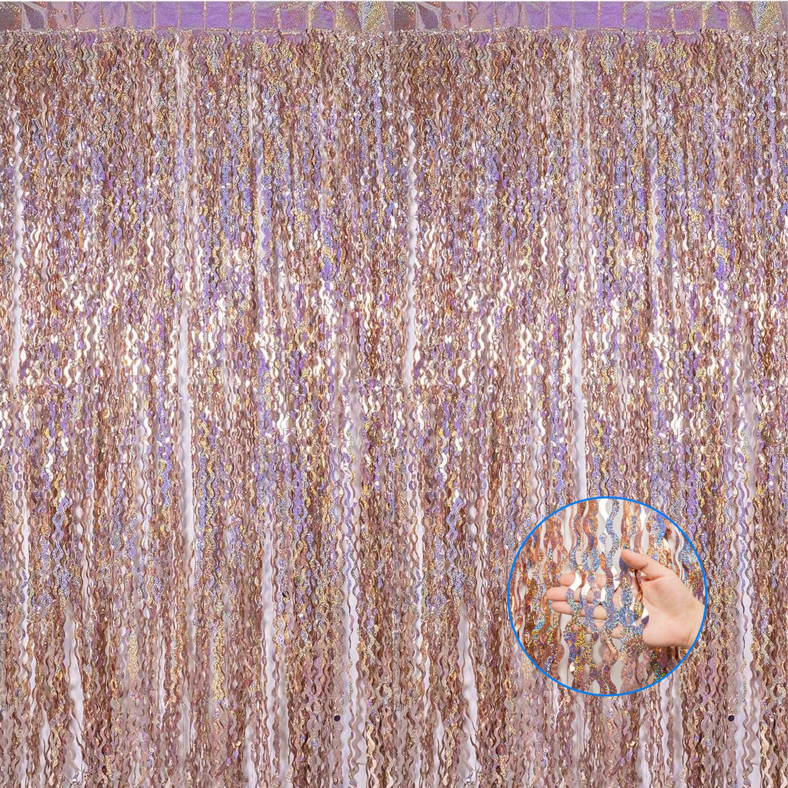 4 Tende Glitter Argento 2x1m - Decorazioni Feste, Natale, Capodanno, Sfondo Scintillante - Foto 7