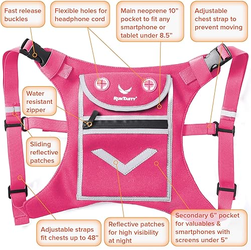 Miniatura 5 de Mini chaleco de mochila para correr para hombres y mujeres, equipo de alta visibilidad, sostiene objetos de valor, cualquier teléfono, ideal para