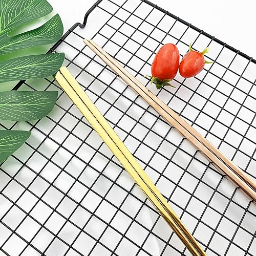 Miniatura 5 de JASHII 10 pares de palillos de acero inoxidable serie  palillos de acero inoxidable 304 palillos de metal palillos juego de palillos de 9.06