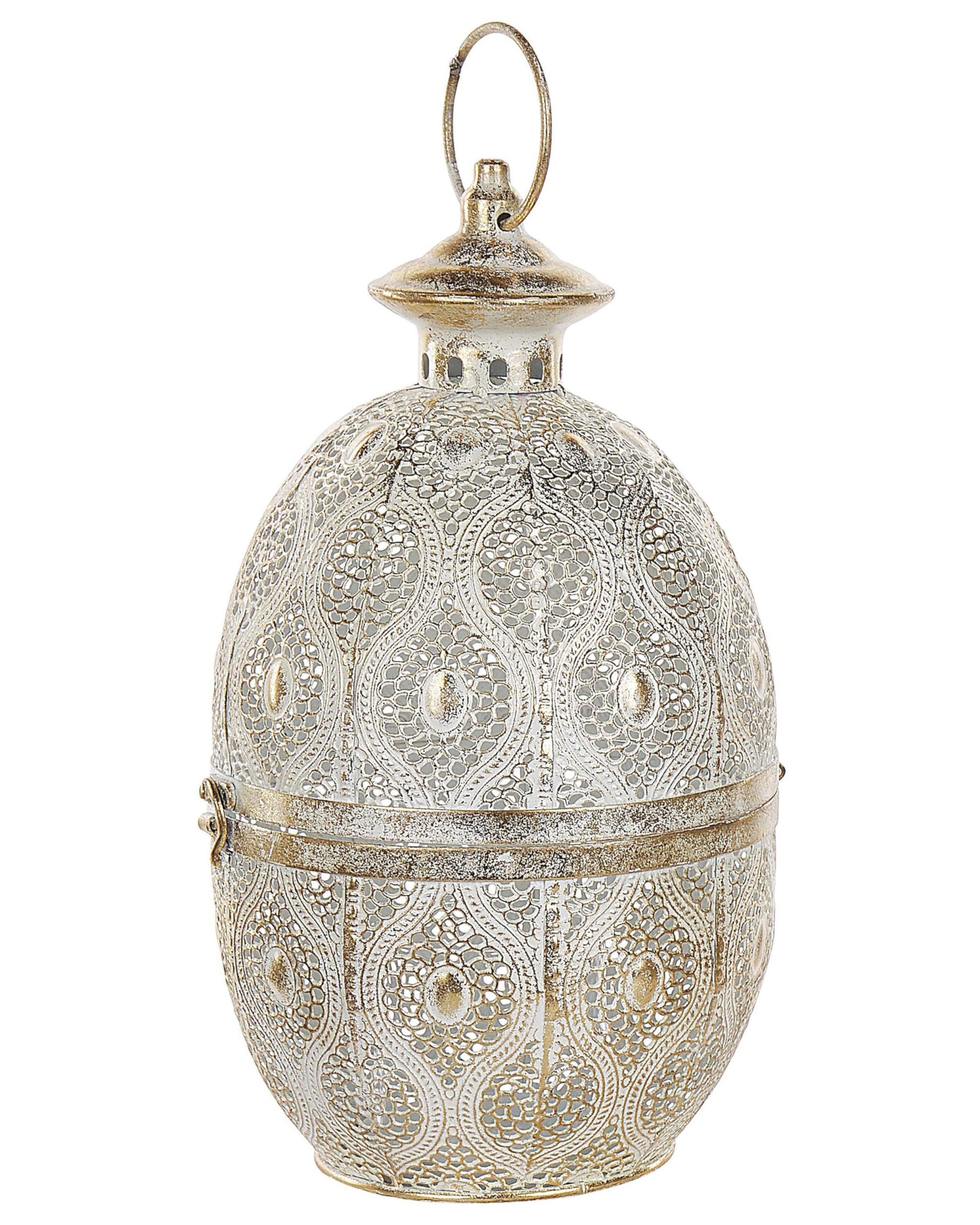 Beliani Lantern Amorgos Metal 34cm Gold - Oriental Charm - Elegant Accent Piece