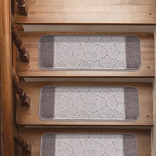 Miniatura 5 de Ottomanson Softy Collection - Peldaños de goma antideslizantes lavables con bordes de 9 x 26 pulgadas, paquete de 7, color beige