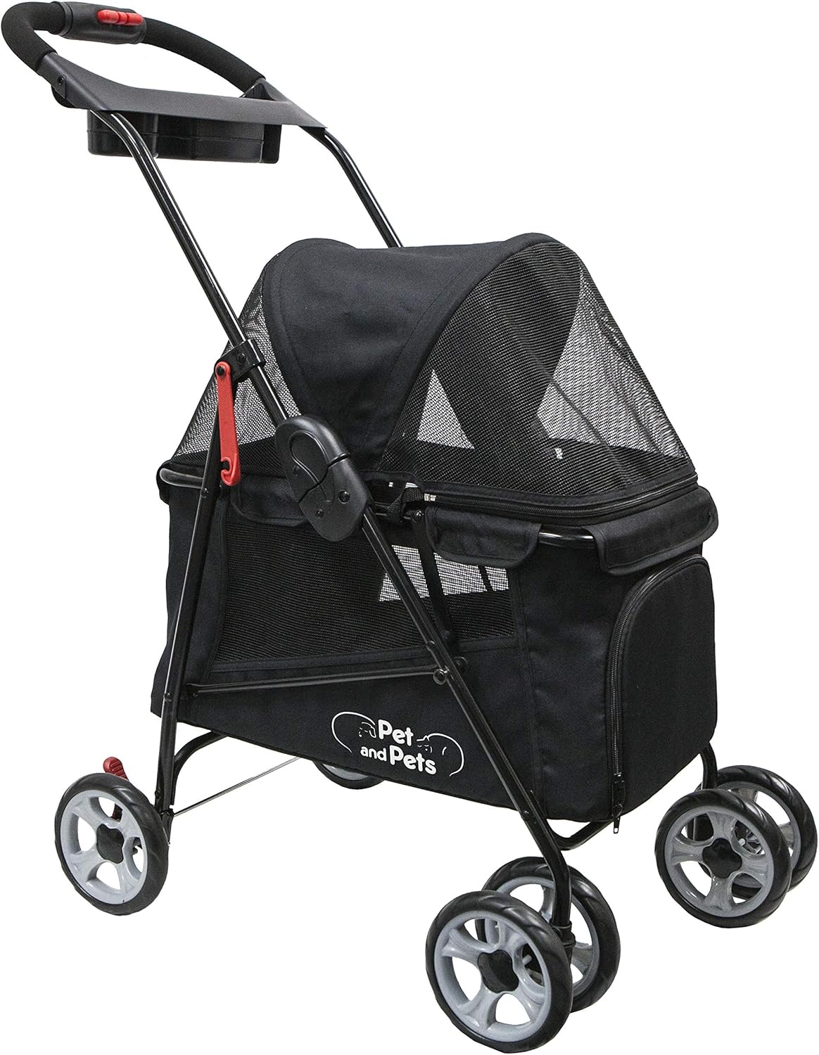 black dog stroller