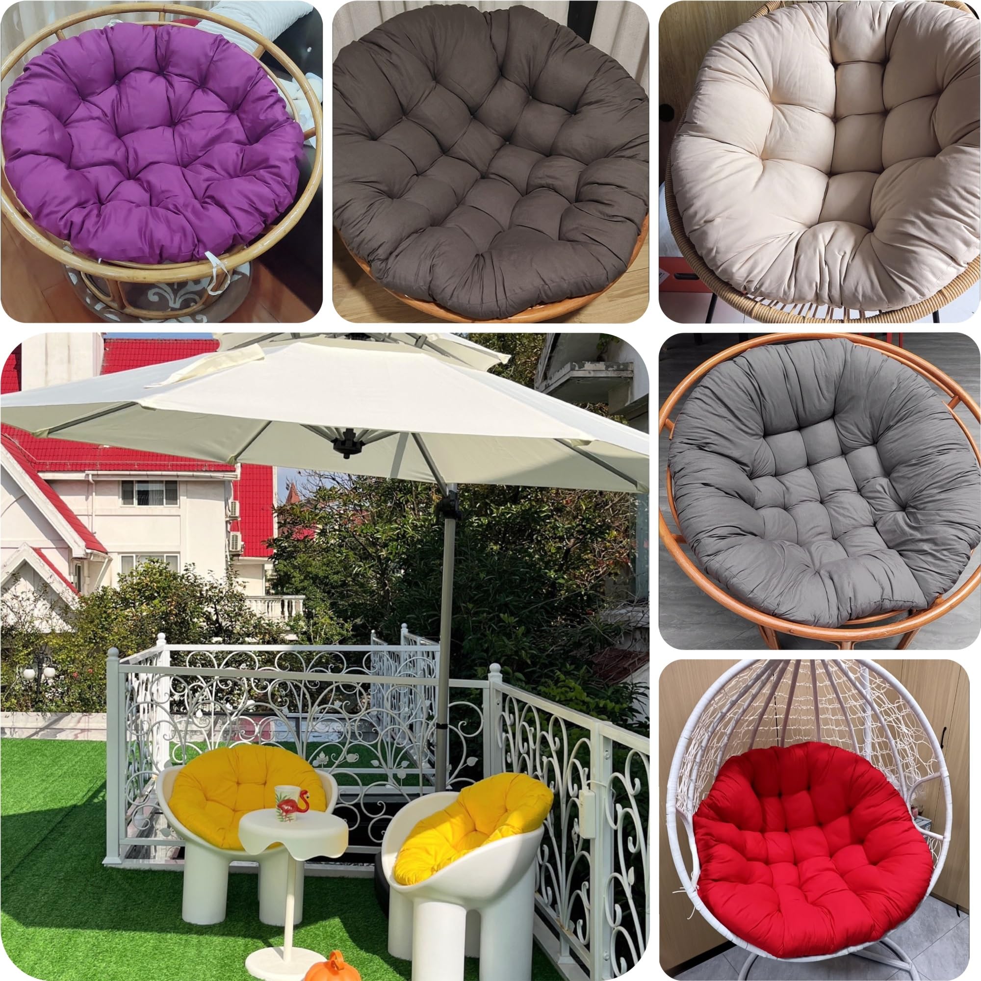 uyeoco Cuscino per Sedie Sospese, Cuscino Poltrona Papasan Rotondo Spessa Comoda Seduta Traspirante Cuscino per Interno ed Esterno Giardino Multifunzionale Lavabile Rotondo(Color 1,60x60cm)