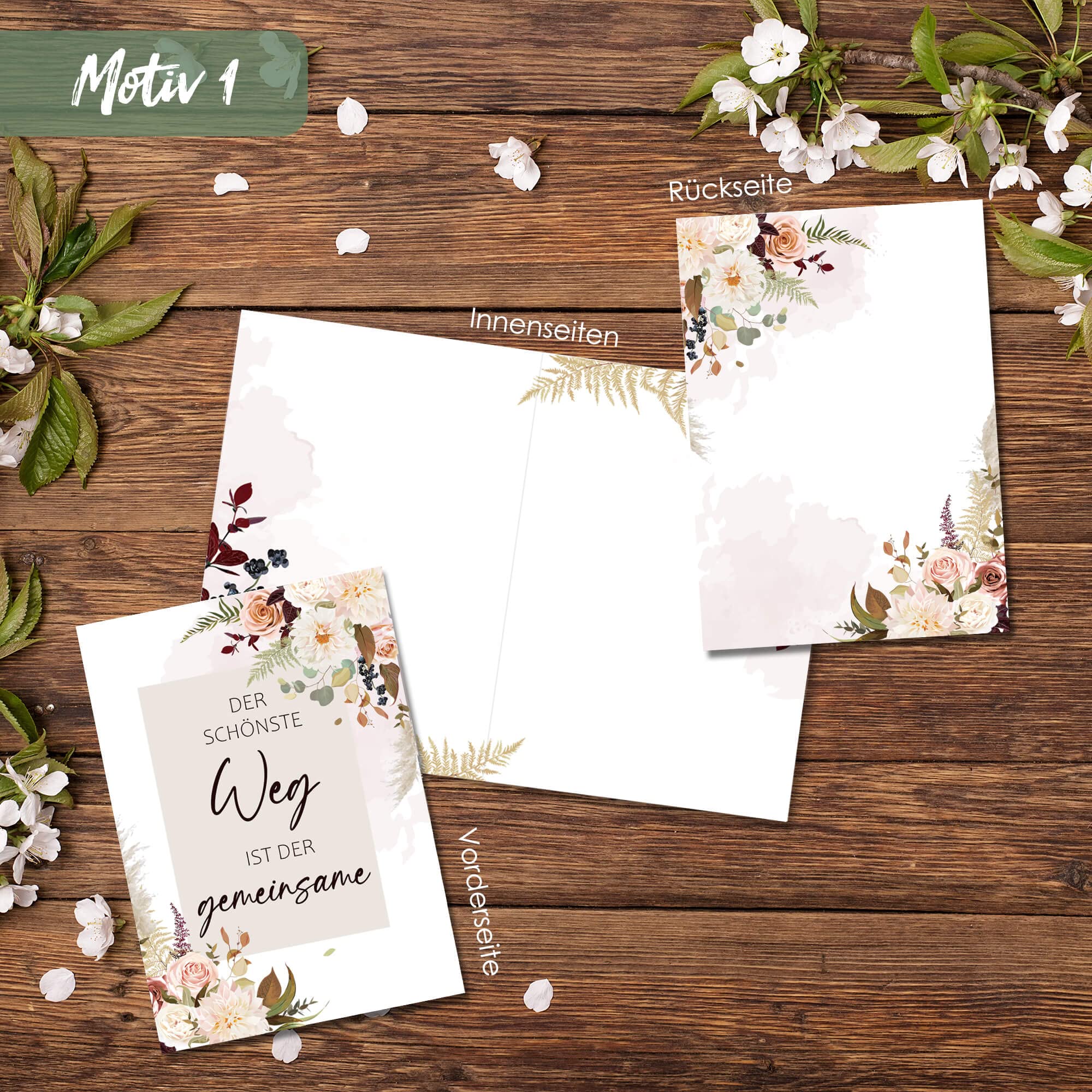 BIROYAL Wedding Card Set of 3, rose, 105 x 148 mm - Image 3